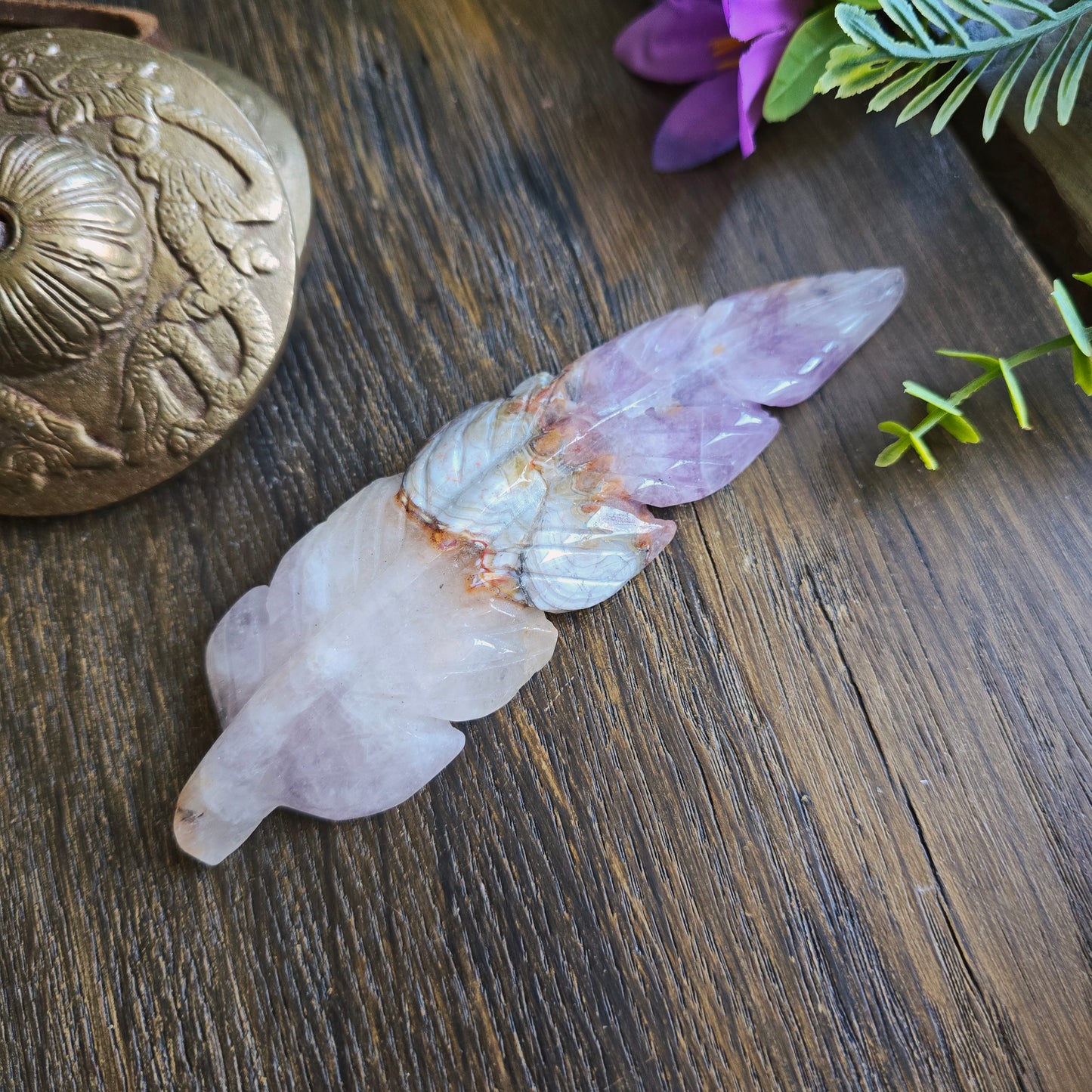 Plume en Améthyste & Agate mexicaine - n°1