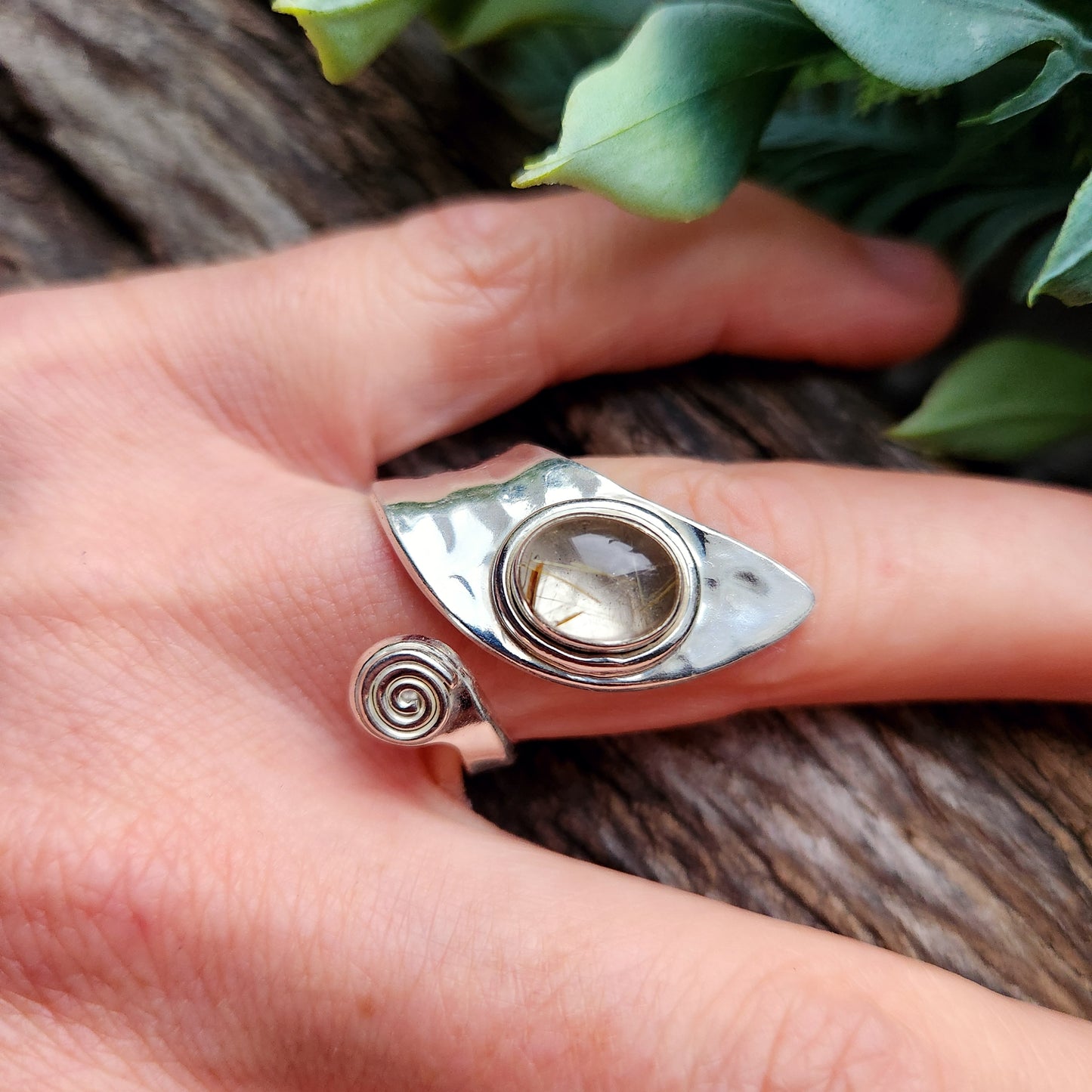 Bague réglable - Quartz rutile - Argent 925