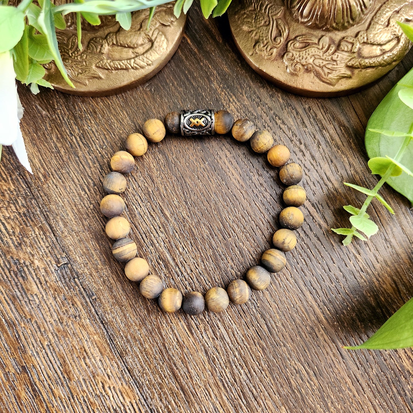 Bracelet en Œil de Tigre mat - 8mm