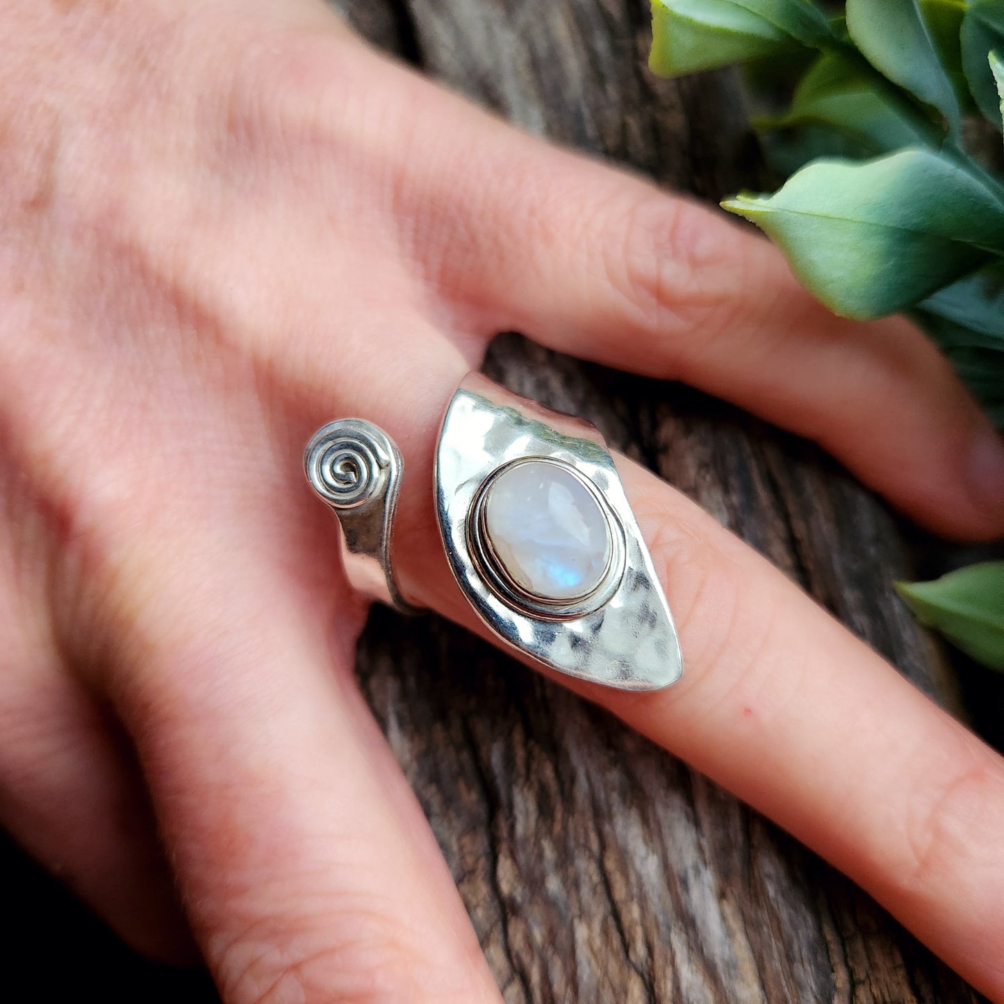 Bague réglable - Pierre de lune - Argent 925