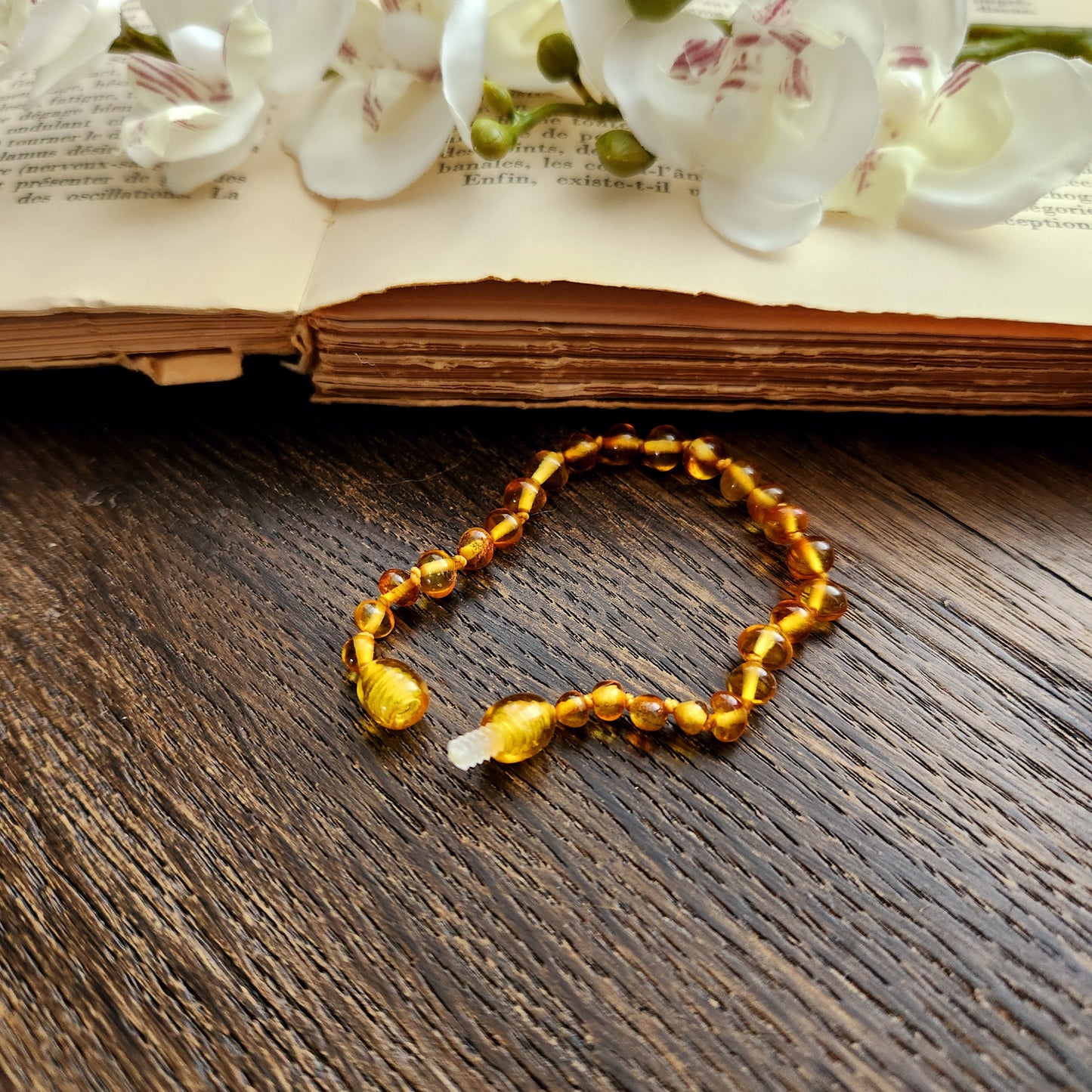 Bracelet en Ambre - Petit - Couleur jaune