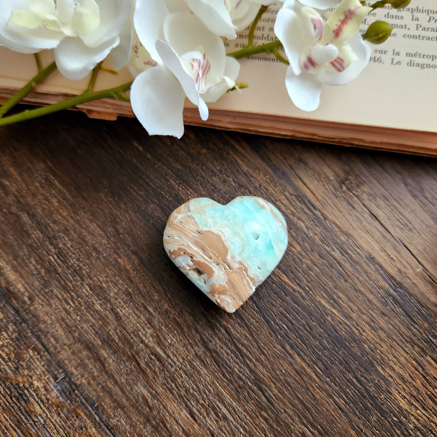 Cœur en Aragonite Bleue - n°1