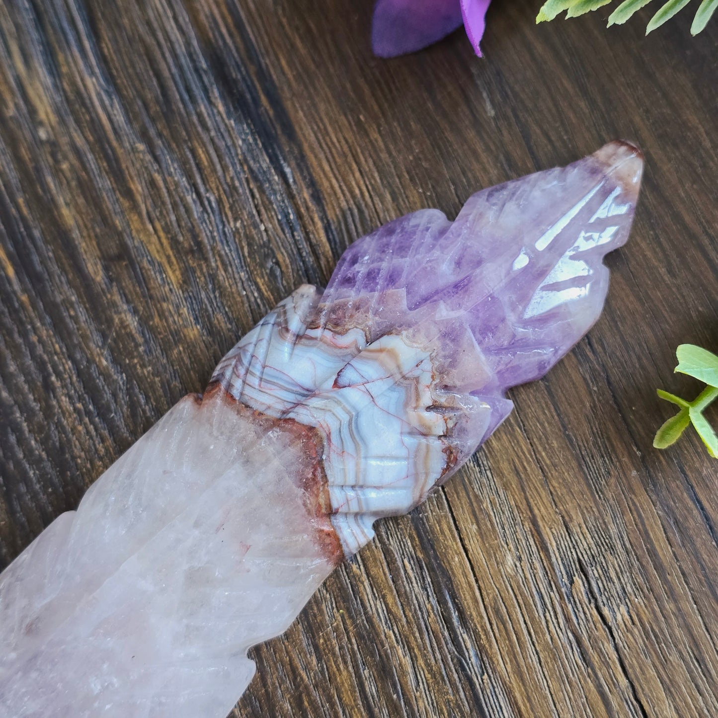 Plume en Améthyste & Agate mexicaine - n°2