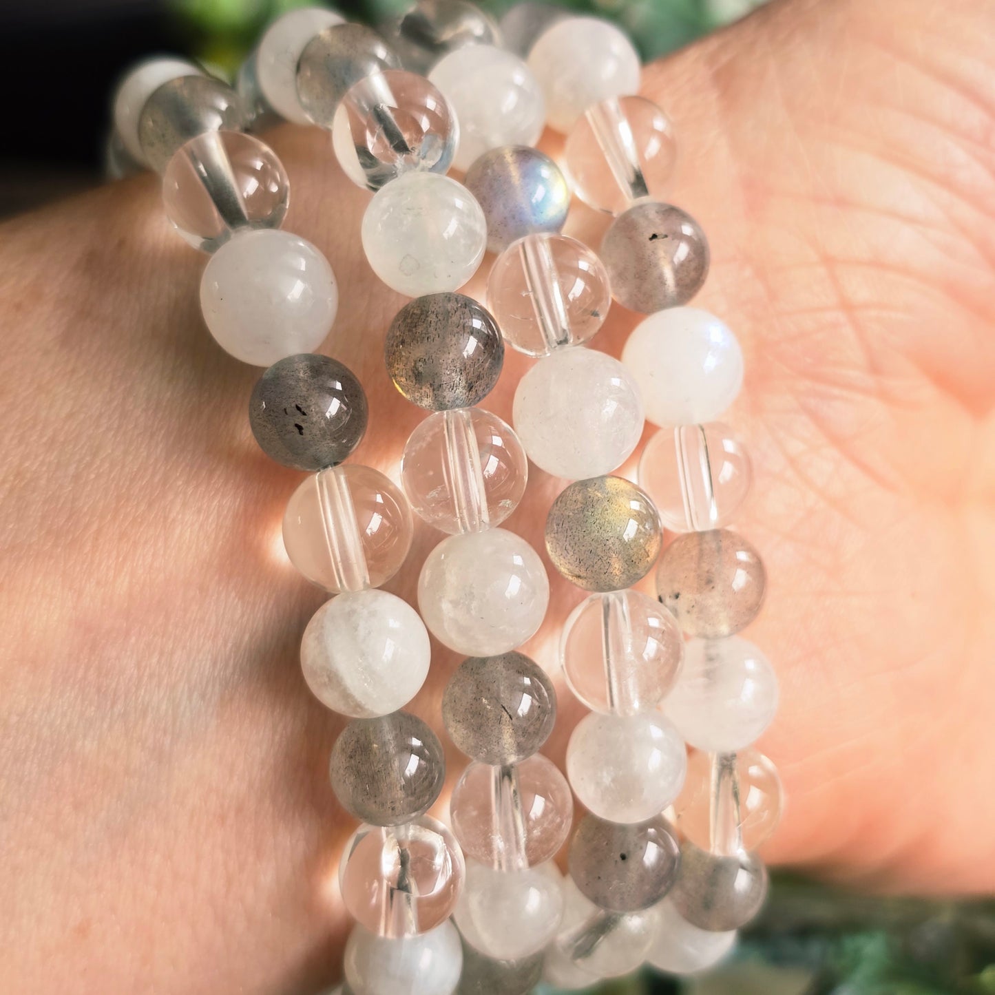 Bracelet Air - Paix intérieure - Pierre de lune, Labradorite et Cristal de roche
