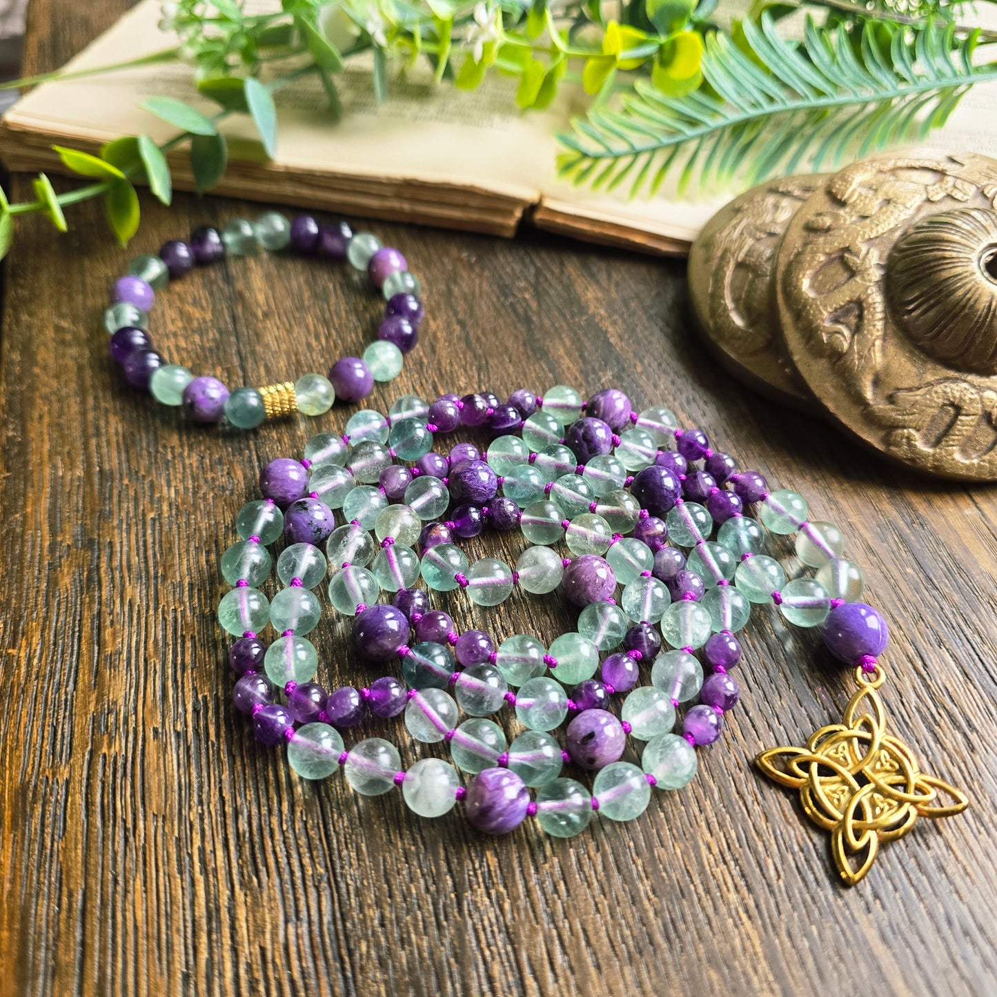 Mala Ether - Eveil spirituel - Fluorite, Améthyste et Charoïte - n°2