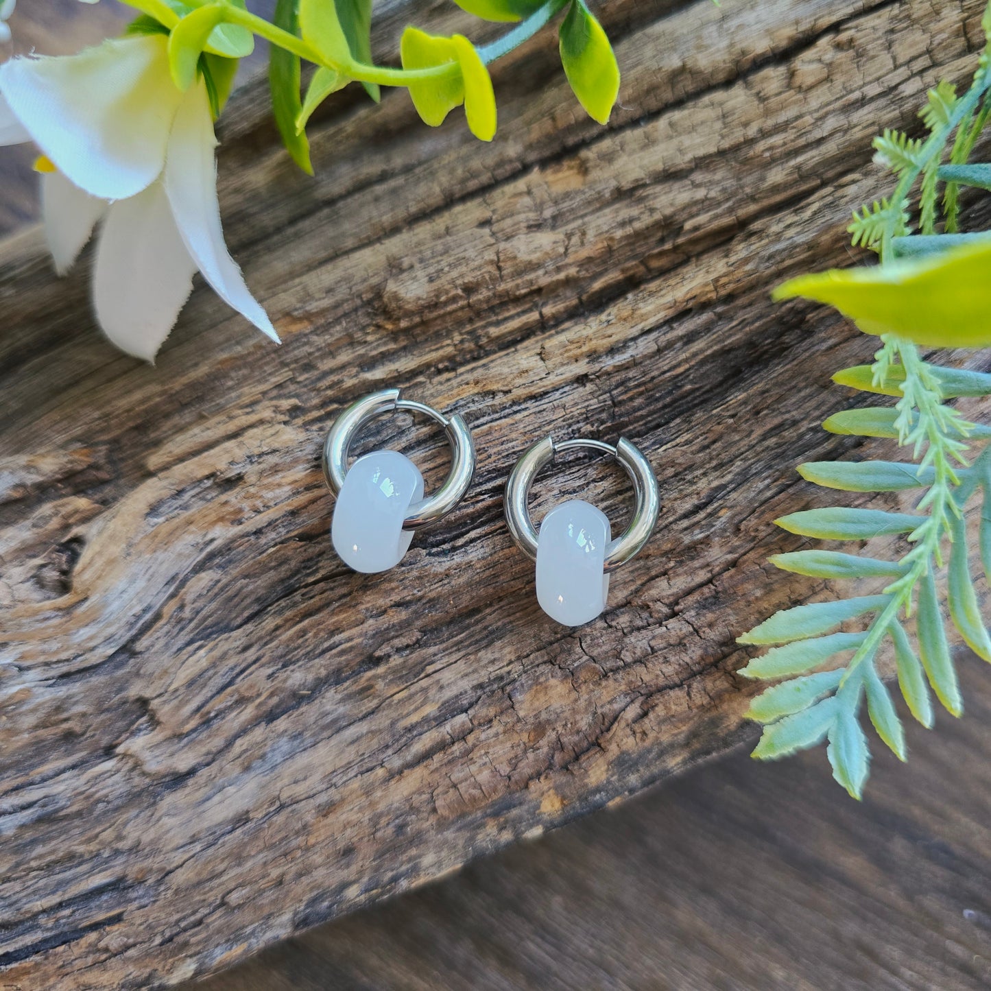 Boucles d'oreilles en Quartz blanc - Donuts