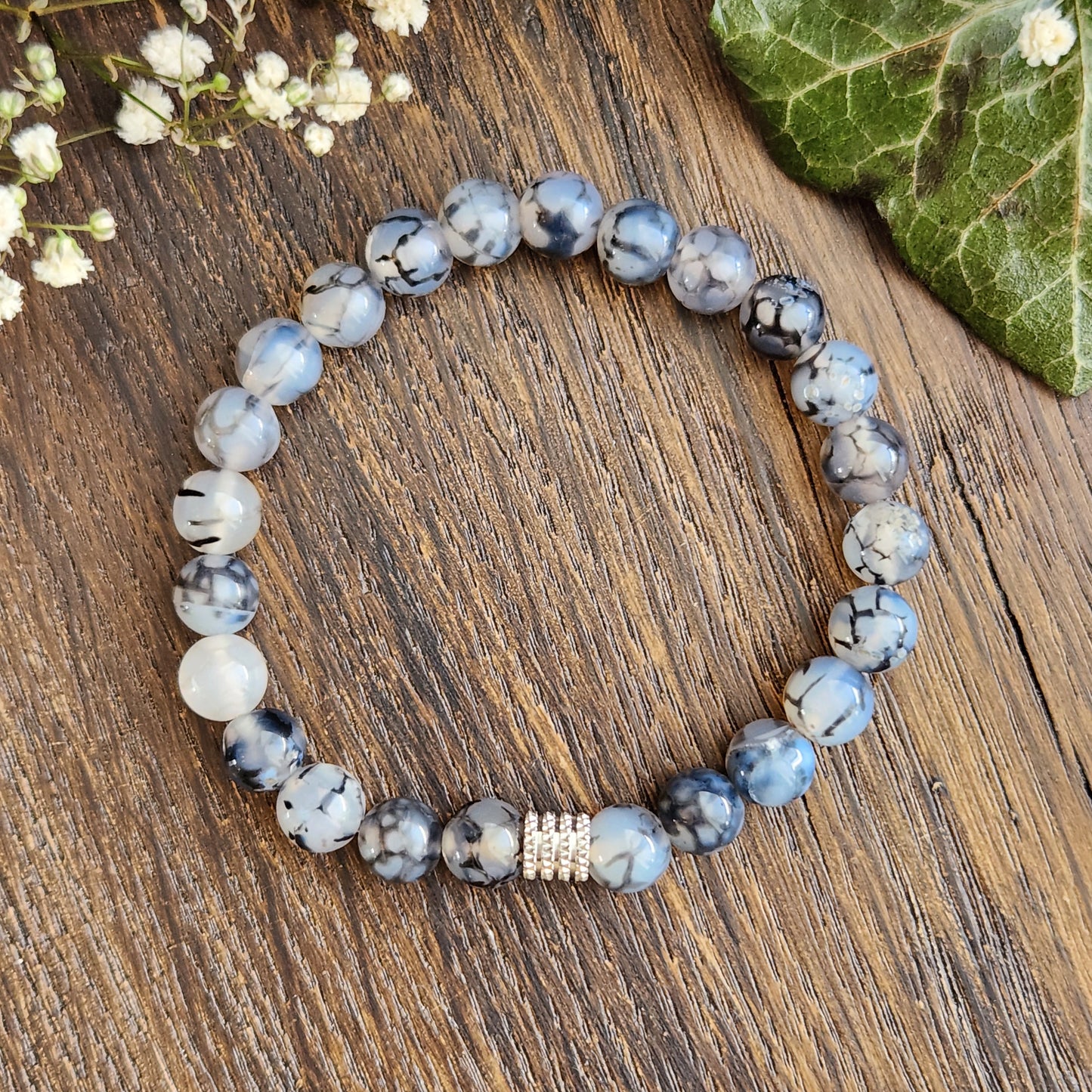 Bracelet en Agate Veine de dragon - 8mm