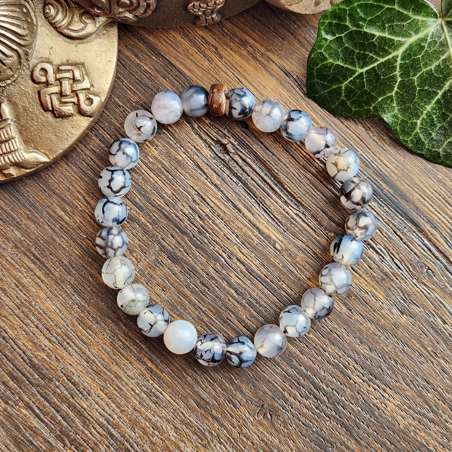 Bracelet en Agate Veine de dragon - 8mm