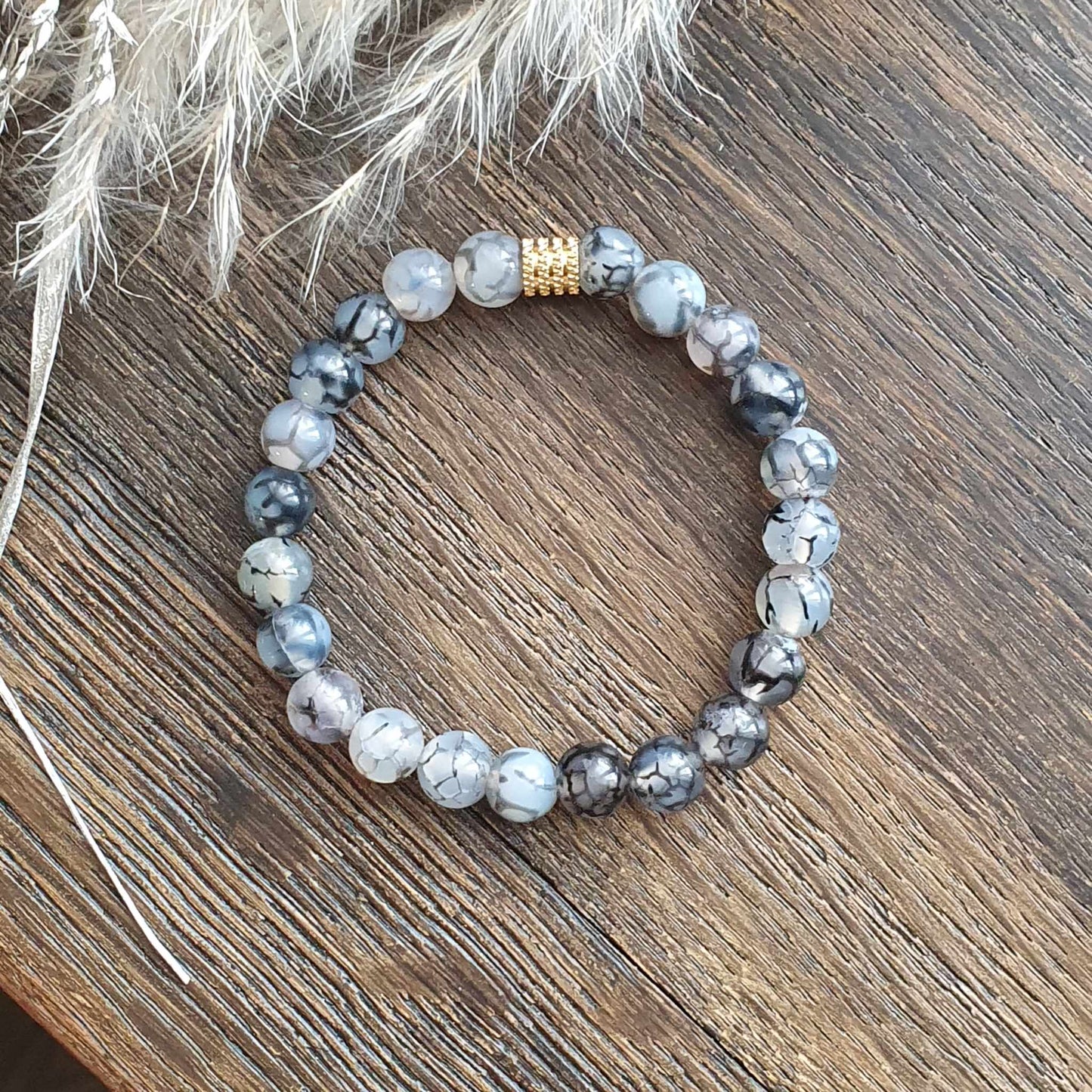 Bracelet en Agate Veine de dragon - 8mm