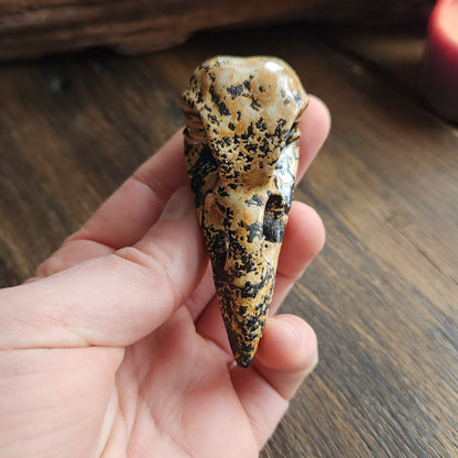 Crâne de corbeau en Bois fossilisé n°2