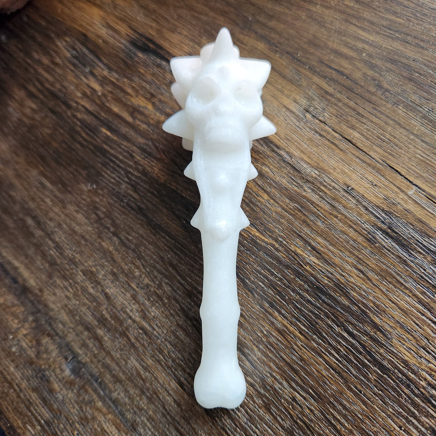 Baguette de tête de mort en Jade blanc