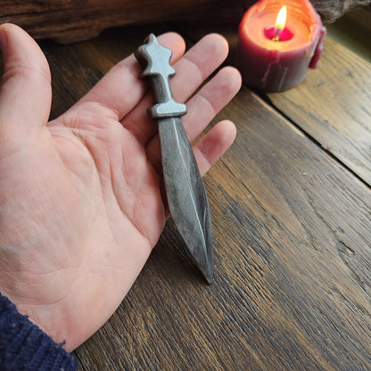 Couteau en Obsidienne argentée