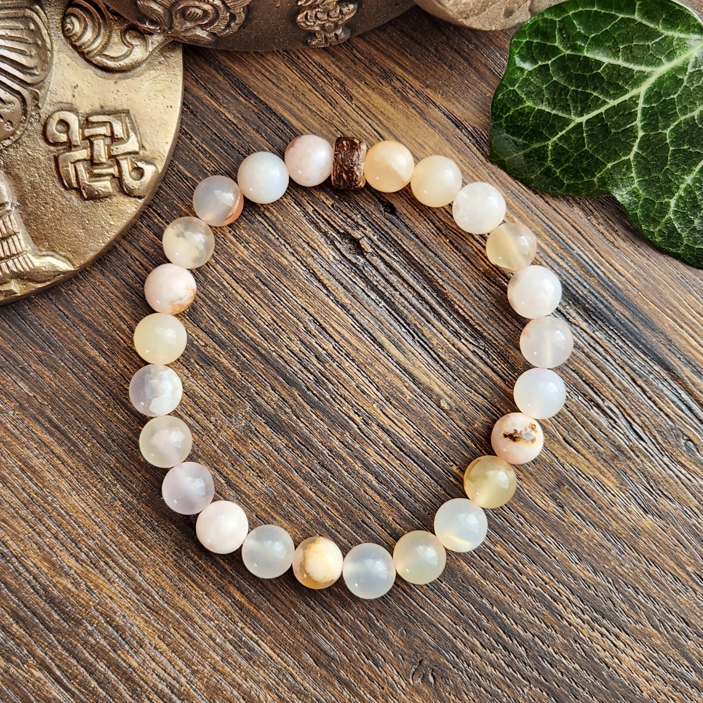Bracelet en Agate Fleur - 8mm
