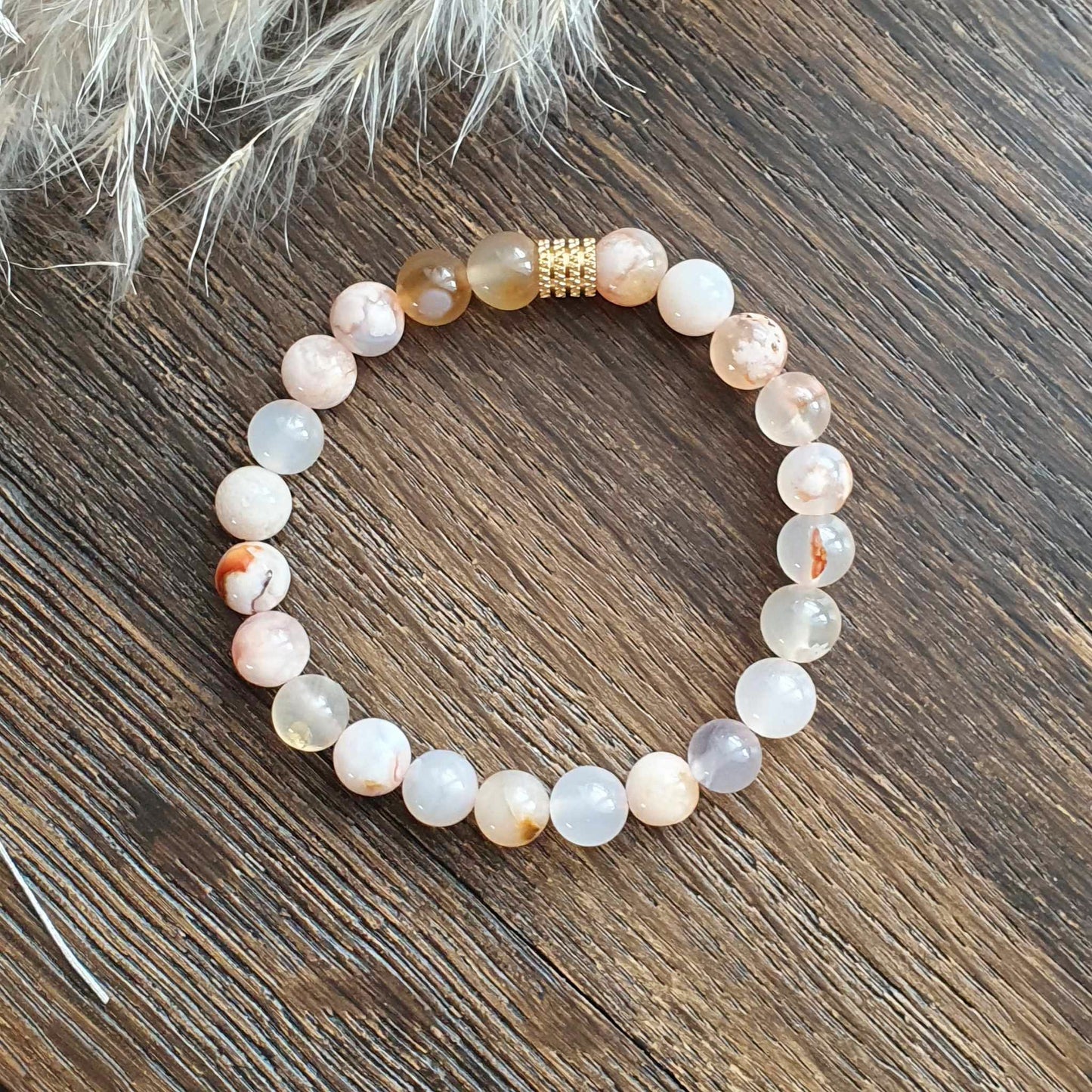 Bracelet en Agate Fleur - 8mm