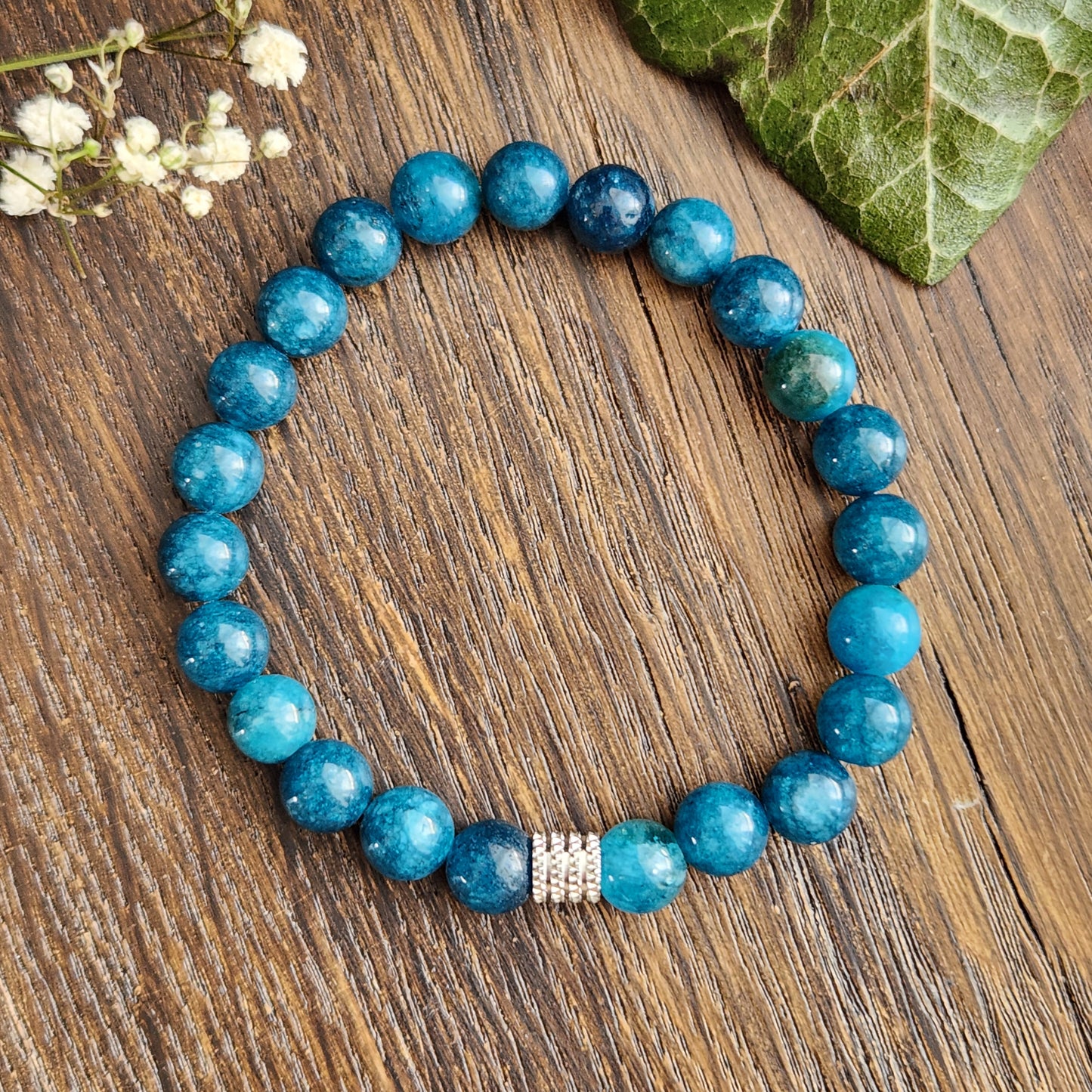 Bracelet en Apatite Bleue - 8mm