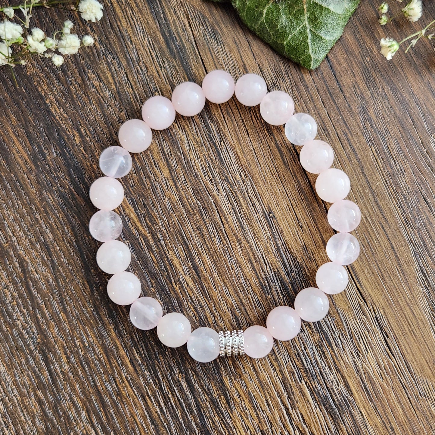 Bracelet en Quartz Rose - 8mm