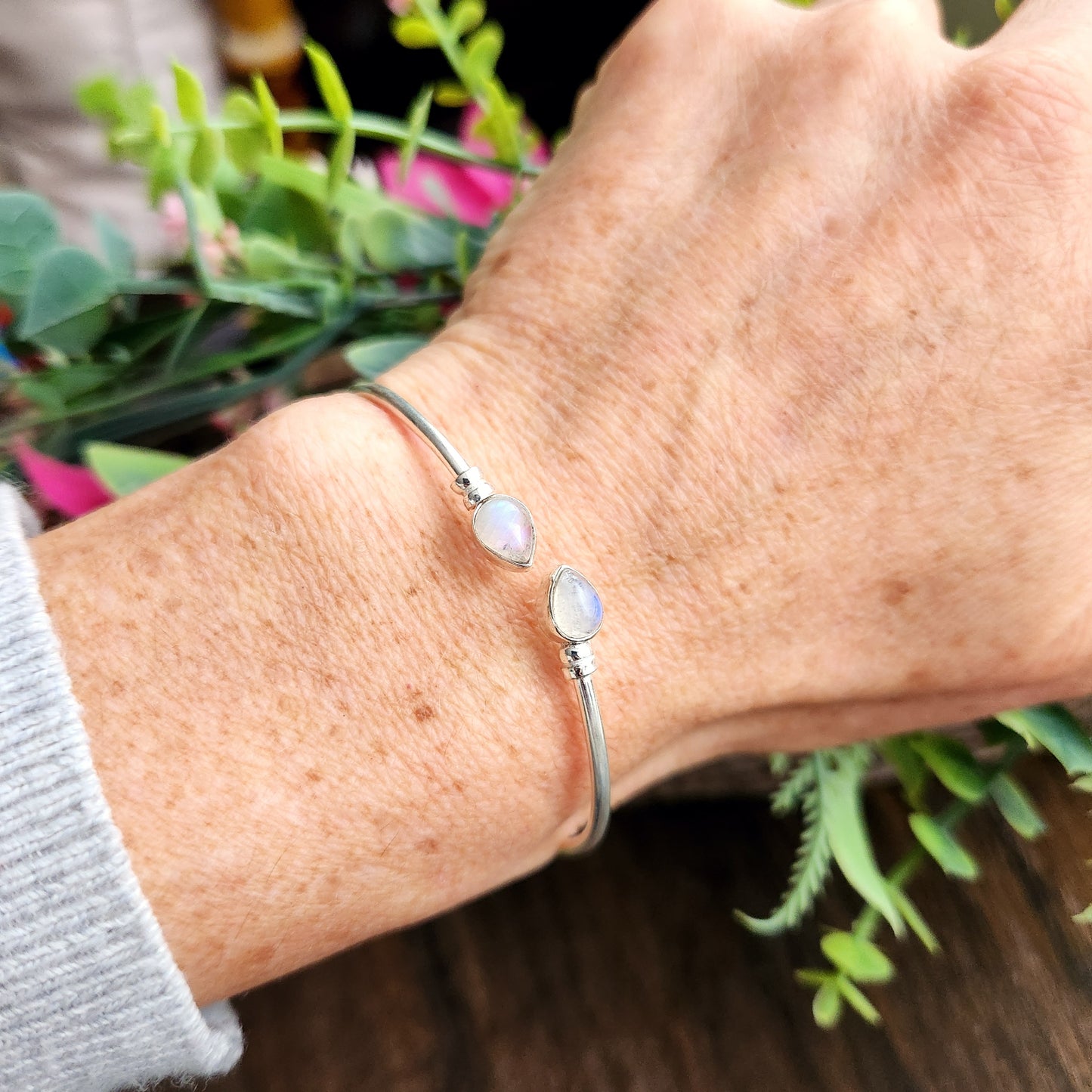 Jonc en Pierre de lune - Argent 925