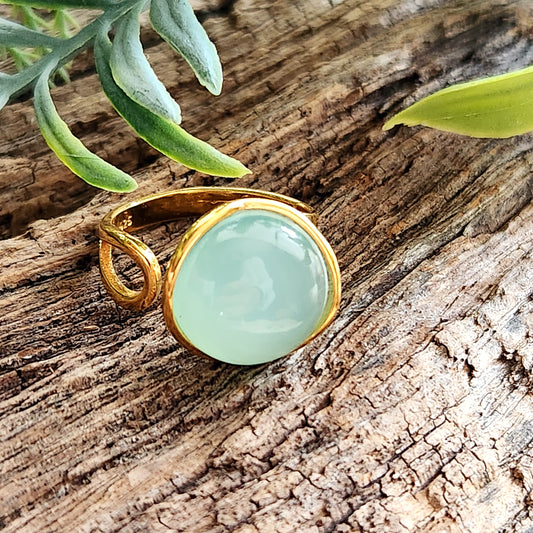 Bague réglable "Dorée" - Aigue marine - Argent plaqué or 925