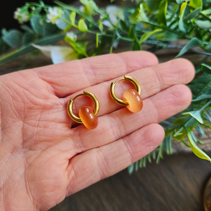 Boucles d'oreilles dorées en Cornaline - Donuts
