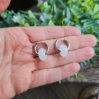 Boucles d'oreilles en Quartz blanc - Donuts