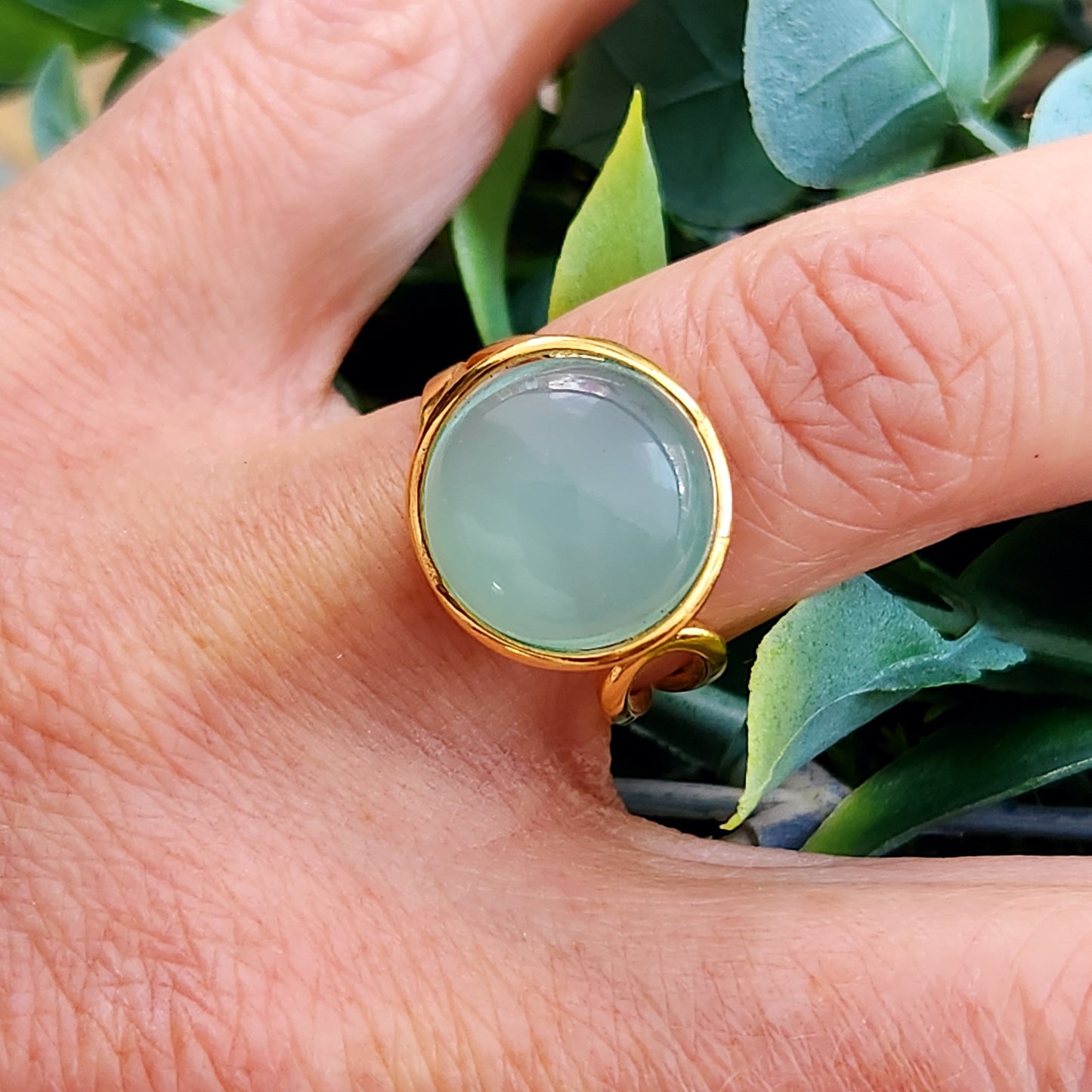 Bague réglable "Dorée" - Aigue marine - Argent plaqué or 925