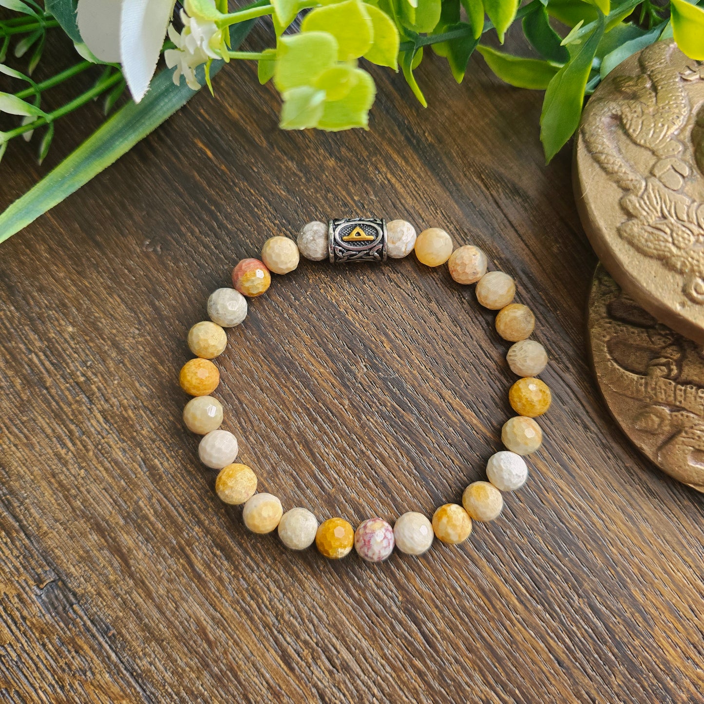 Bracelet en Agate crazy lace - perles facettées - 8mm