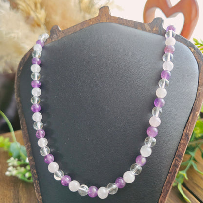 Collier en Quartz rose / Améthyste / Cristal de roche