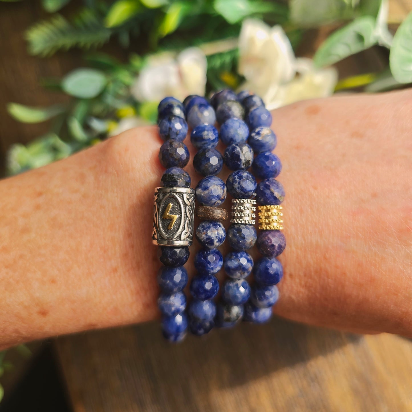 Bracelet en Sodalite - perles facettées - 8mm