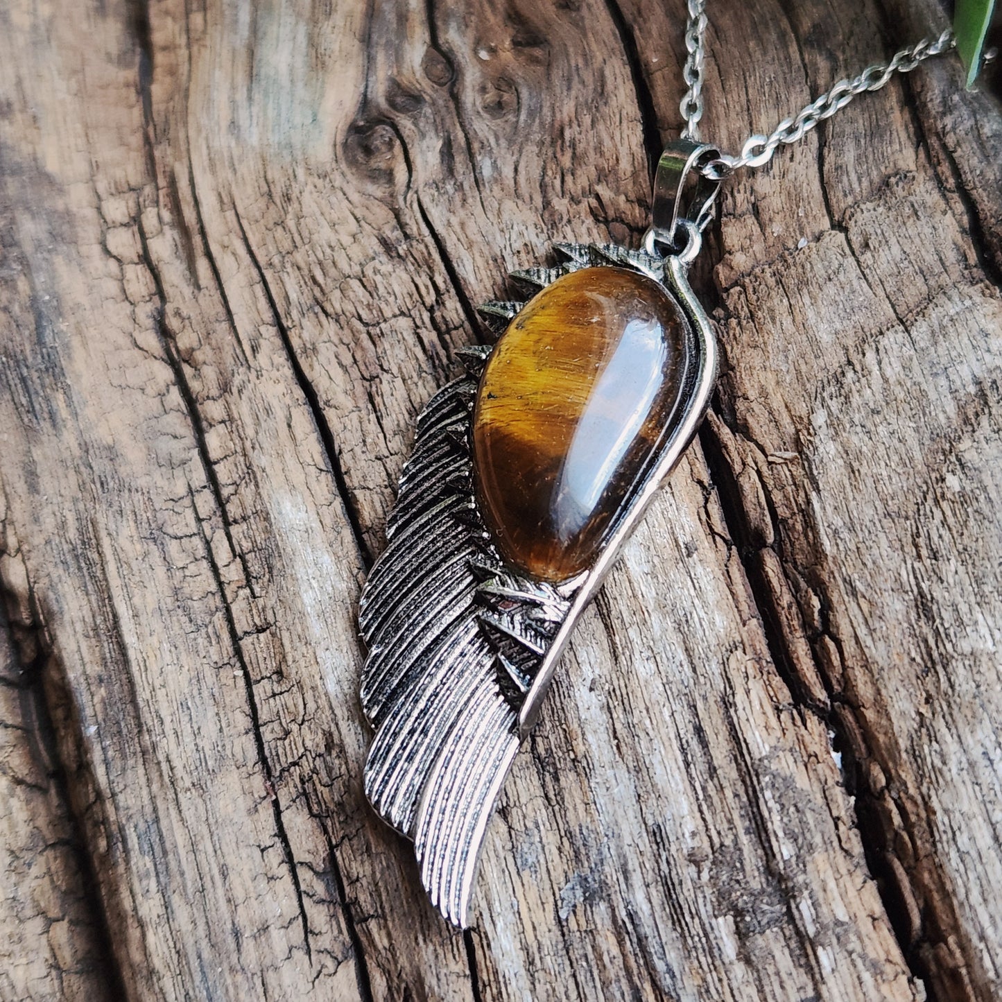 Pendentif Aile d'ange en Œil de tigre