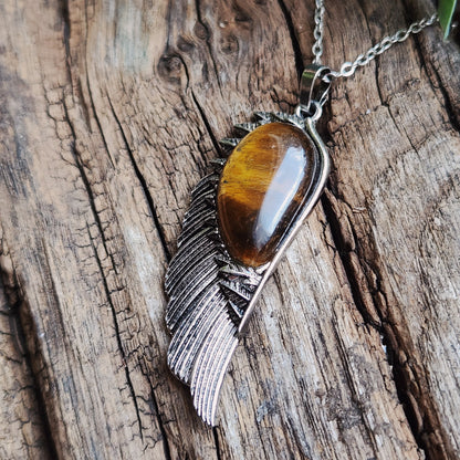Pendentif Aile d'ange en Œil de tigre