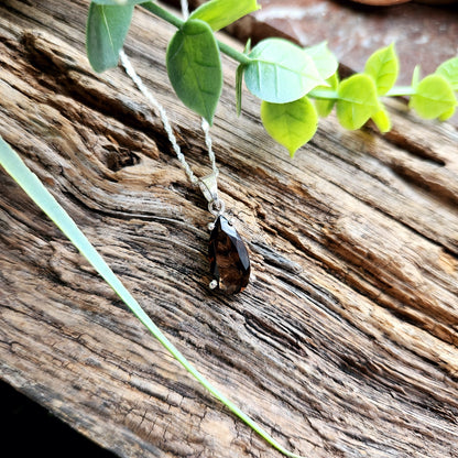 Pendentif en Quartz fumé facetté n°2 + chaîne Argent