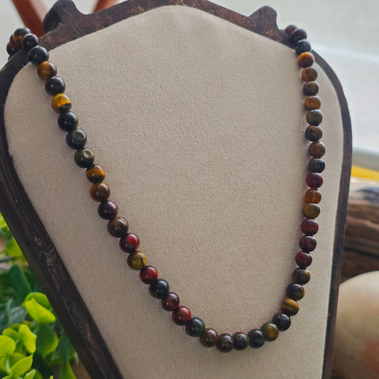 Collier en Œil de tigre & Œil de taureau