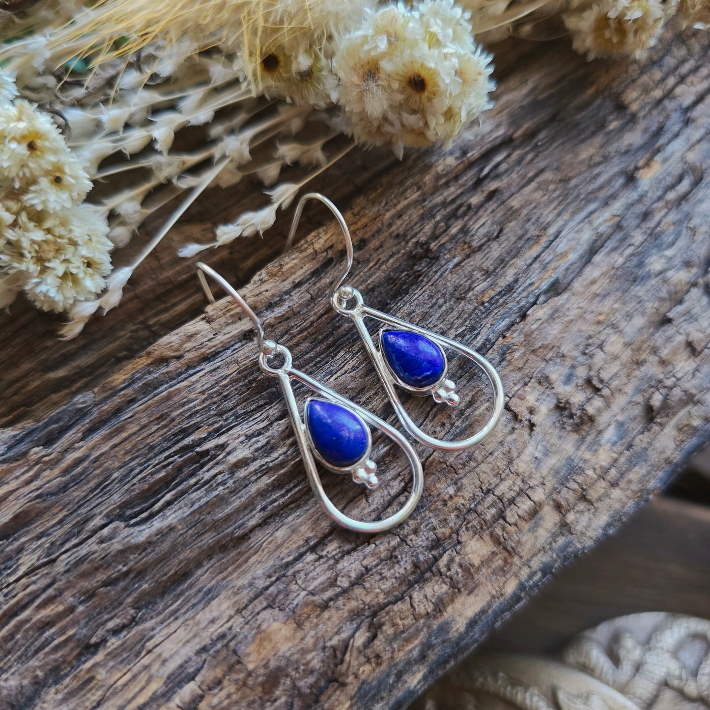 Boucles d'oreilles en Lapis lazuli - Goutte n°1 - Argent 925