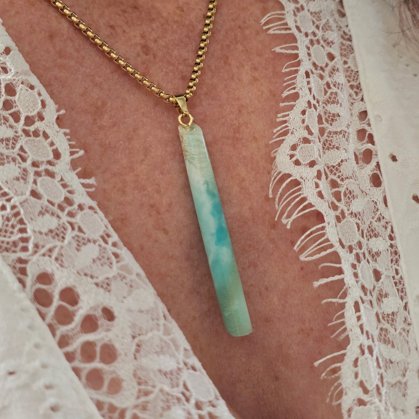 Pendentif Totem en Aragonite bleue - n°1