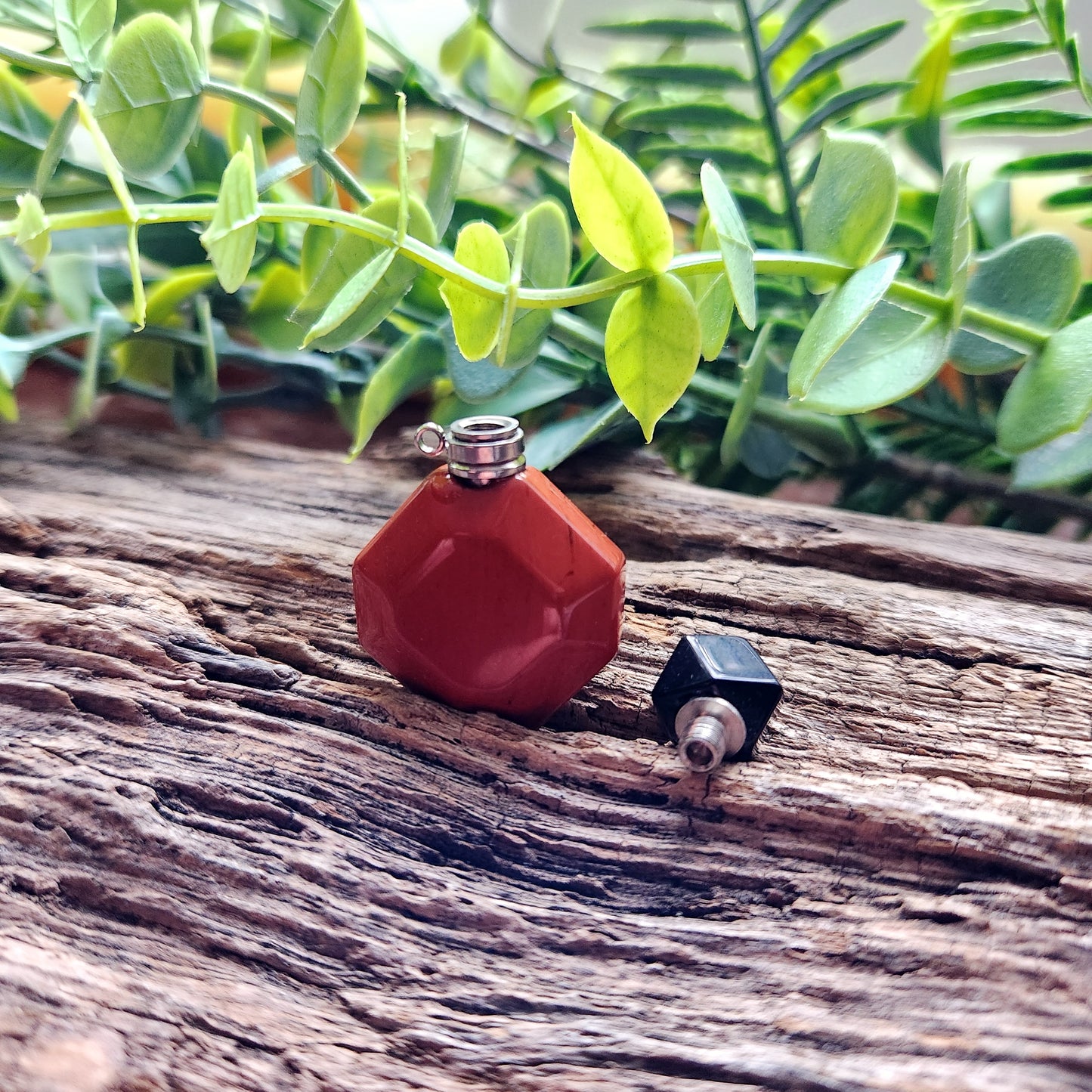 Fiole de parfum Jaspe rouge / Obsidienne noire n°2