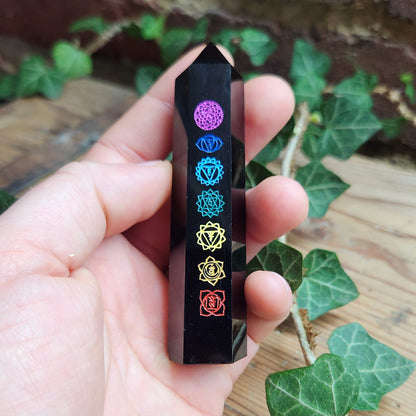Tour en Obsidienne Noire - 7 chakras - n°3