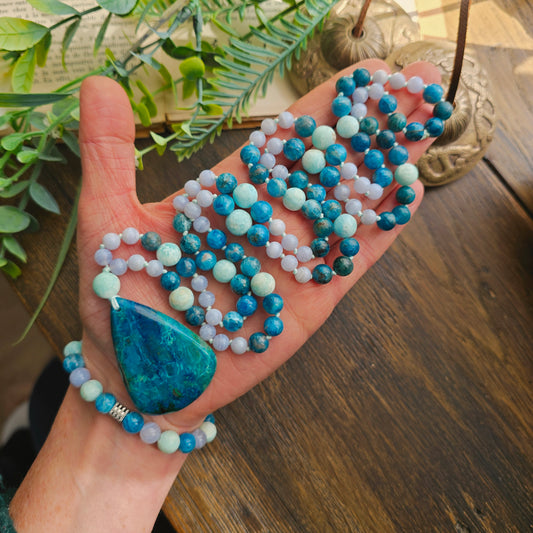 Mala Eau - Harmonie émotionnelle - Cacédoine, Apatite bleue et Aragonite bleue - n°1