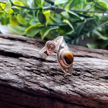 Bague réglable - Oeil de tigre - Argent  925