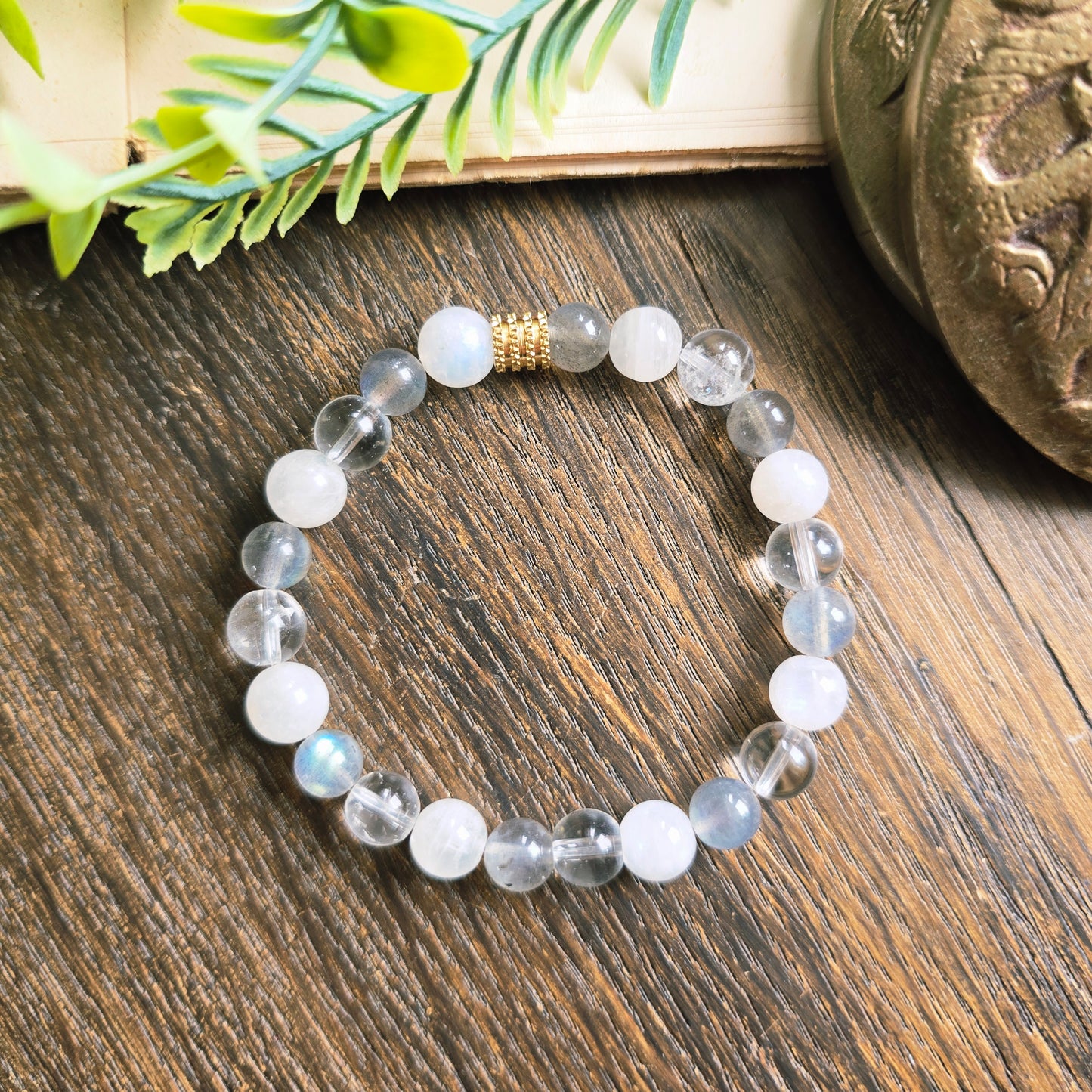 Bracelet Air - Paix intérieure - Pierre de lune, Labradorite et Cristal de roche