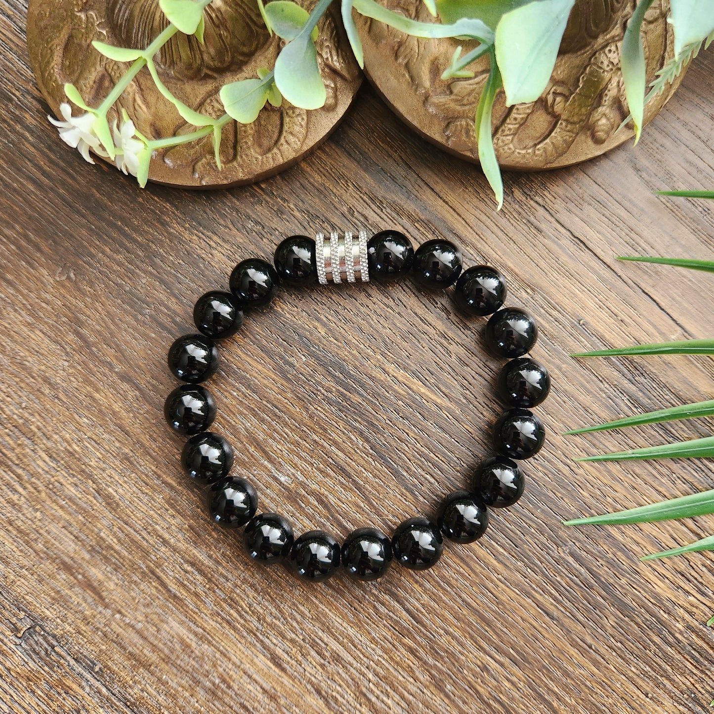 Bracelet en Obsidienne noire - 10mm