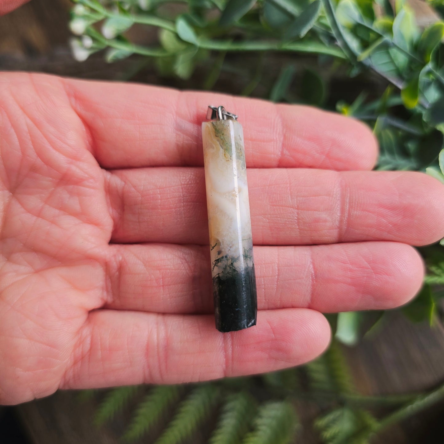 Pendentif Totem en Agate mousse - n°3