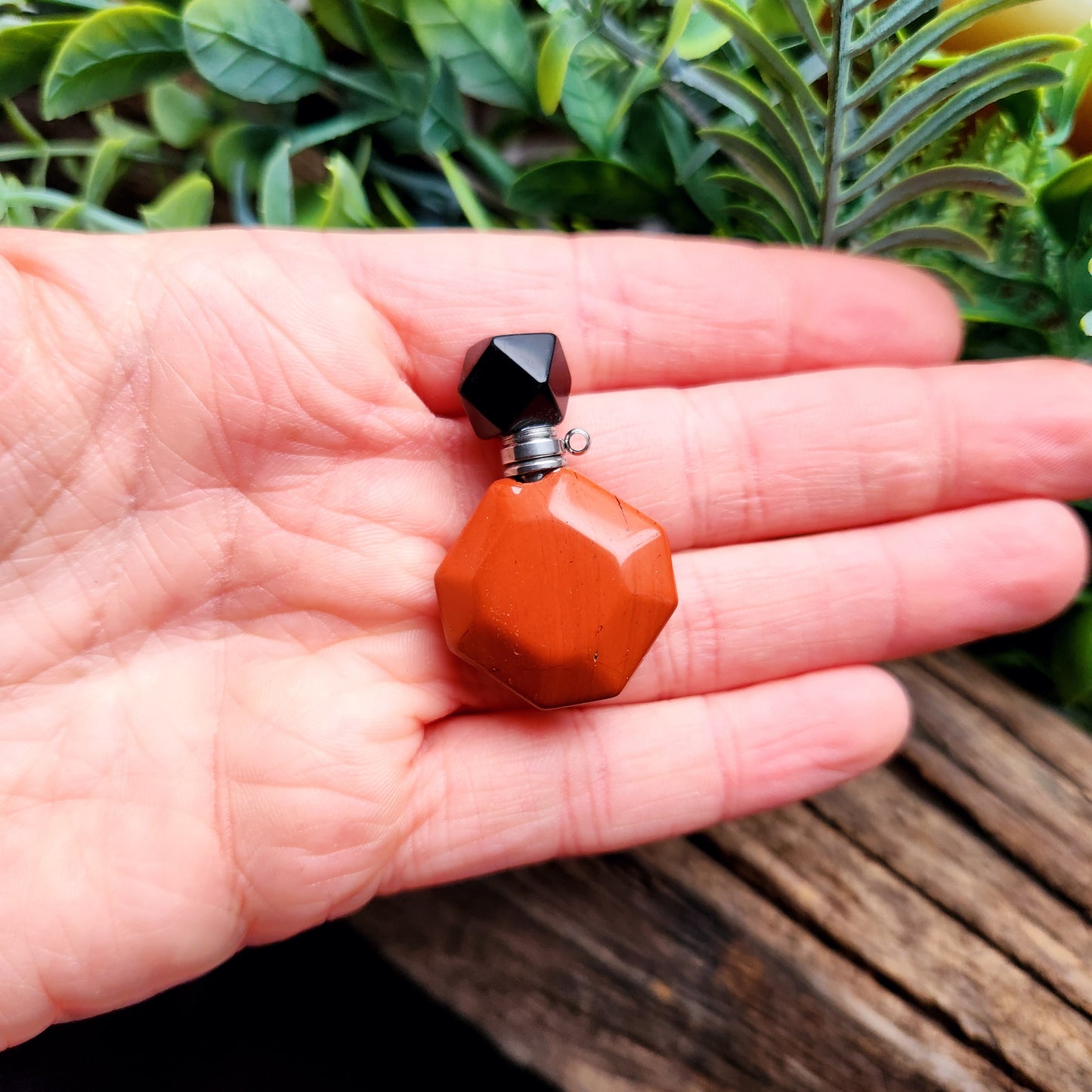 Fiole de parfum Jaspe rouge / Obsidienne noire n°2