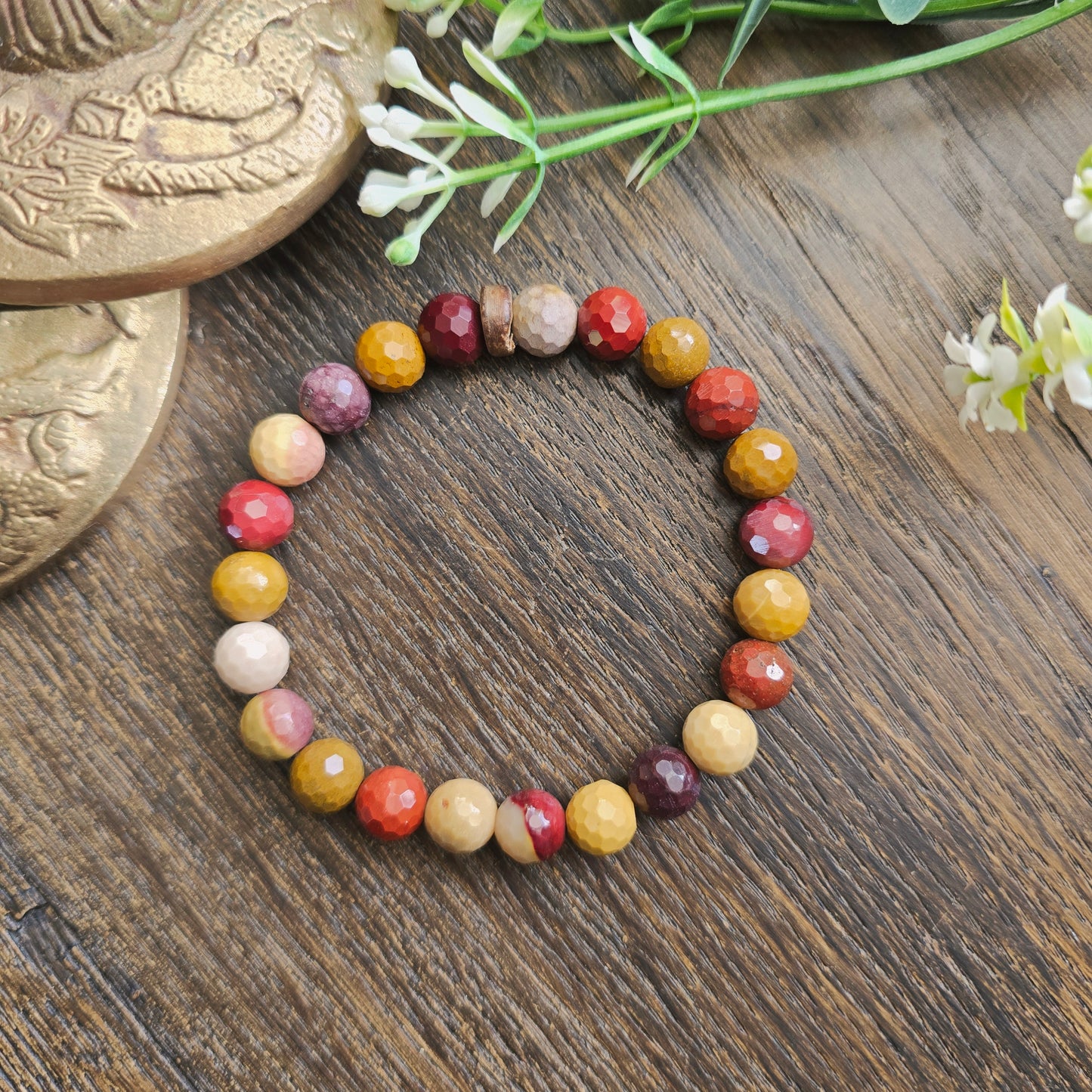 Bracelet en Jaspe mokaïte - perles facettées - 8mm