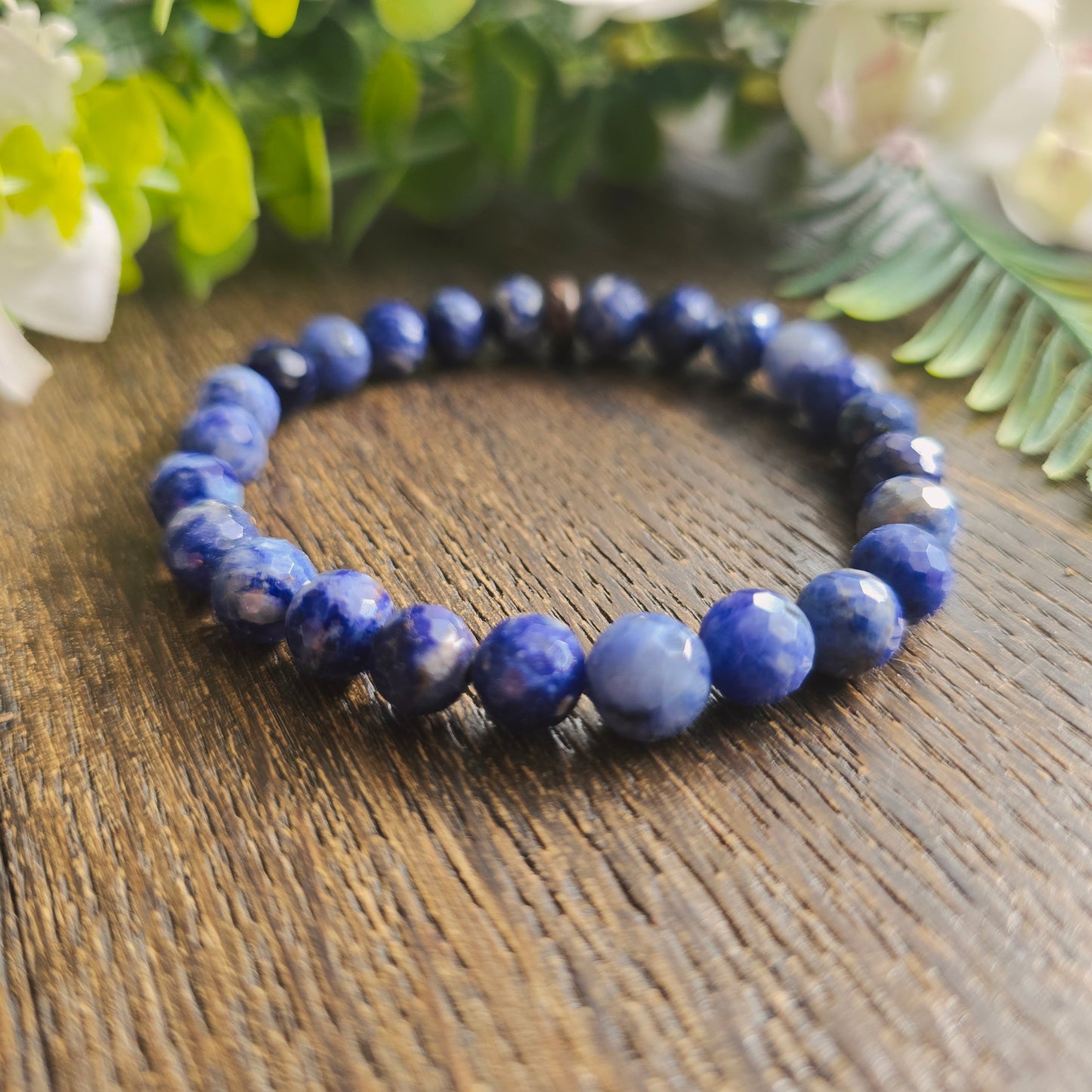 Bracelet en Sodalite - perles facettées - 8mm