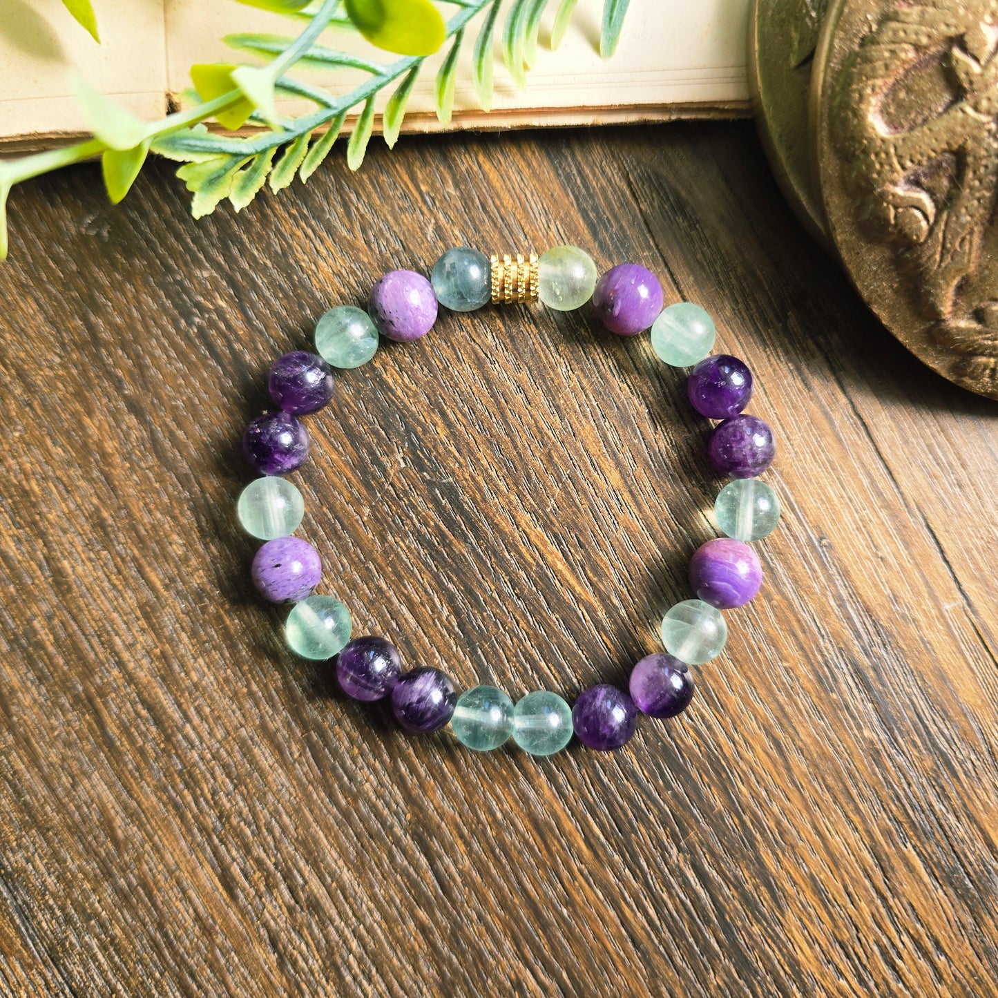 Bracelet Ether - Eveil spirituel - Améthyste, Fluorite et Charoïte