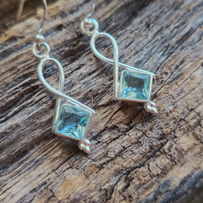 Boucles d'oreilles en Aigue marine - n°1 - Argent 925