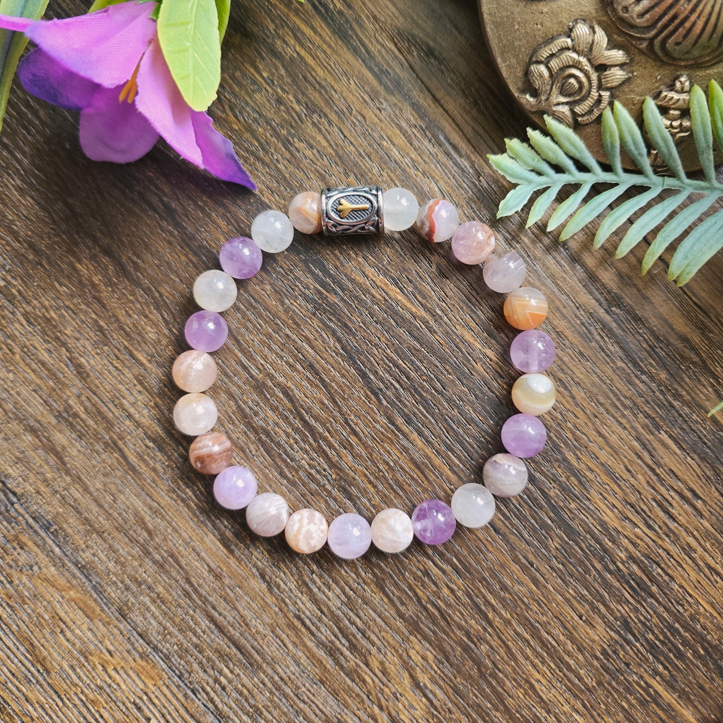Bracelet en Agate mexicaine - 8mm