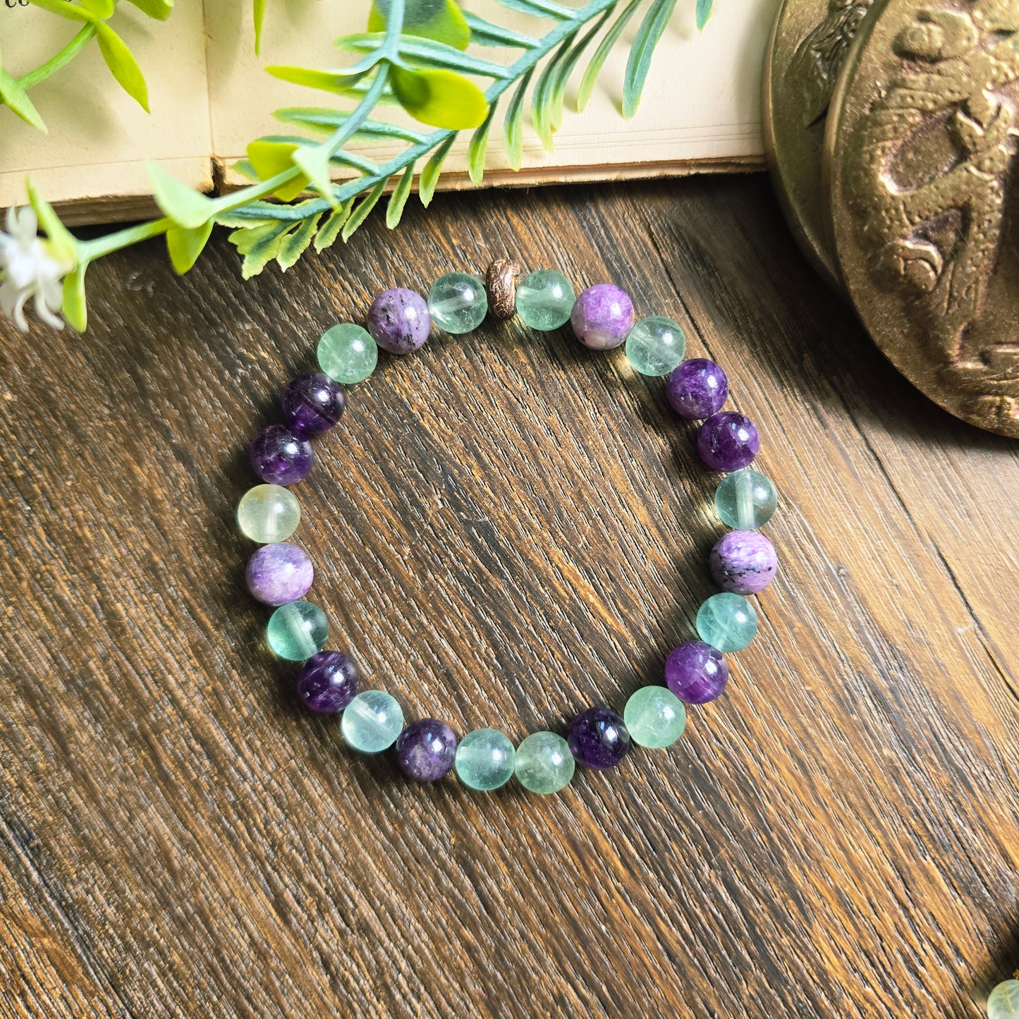 Bracelet Ether - Eveil spirituel - Améthyste, Fluorite et Charoïte
