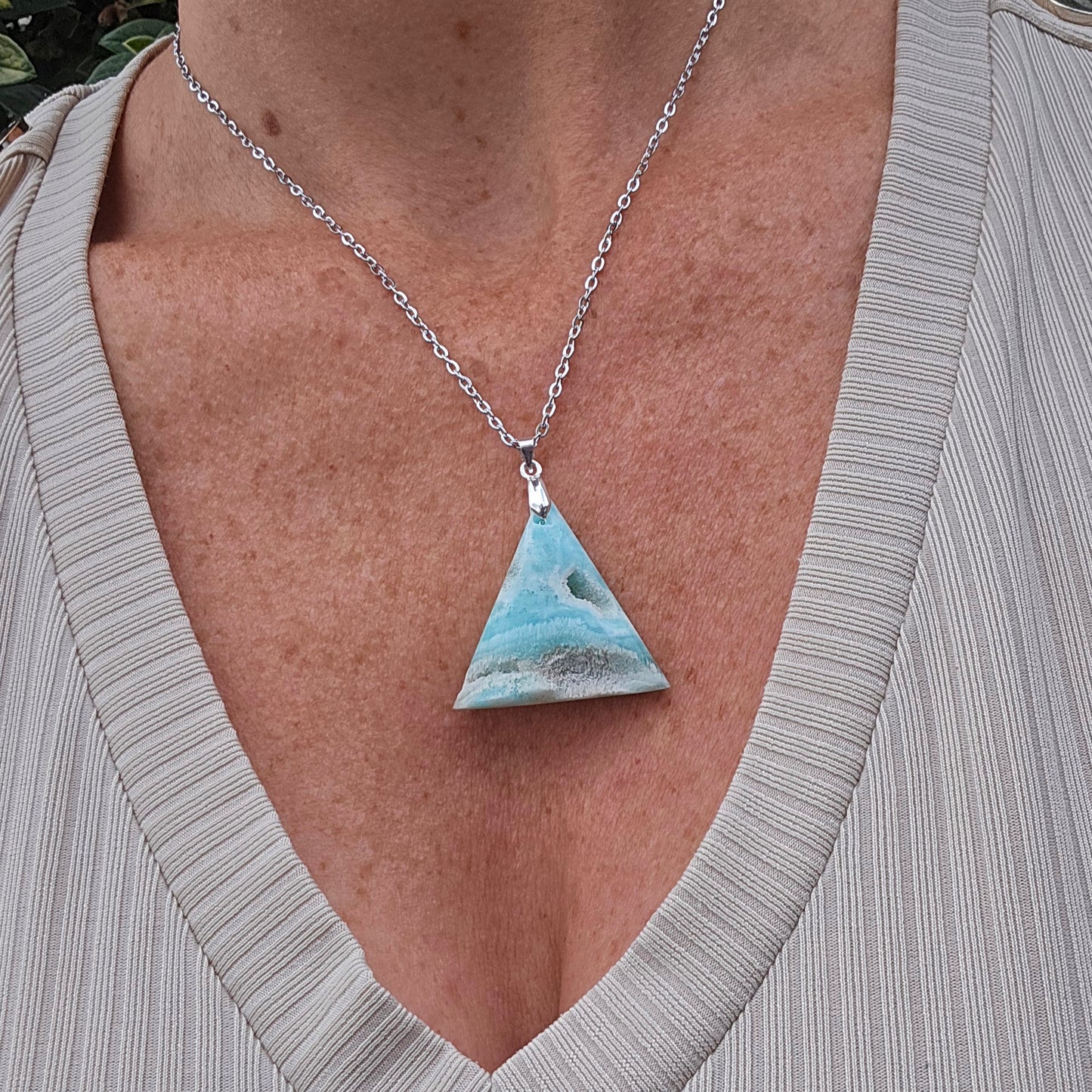 Pendentif en Aragonite bleue - n°1