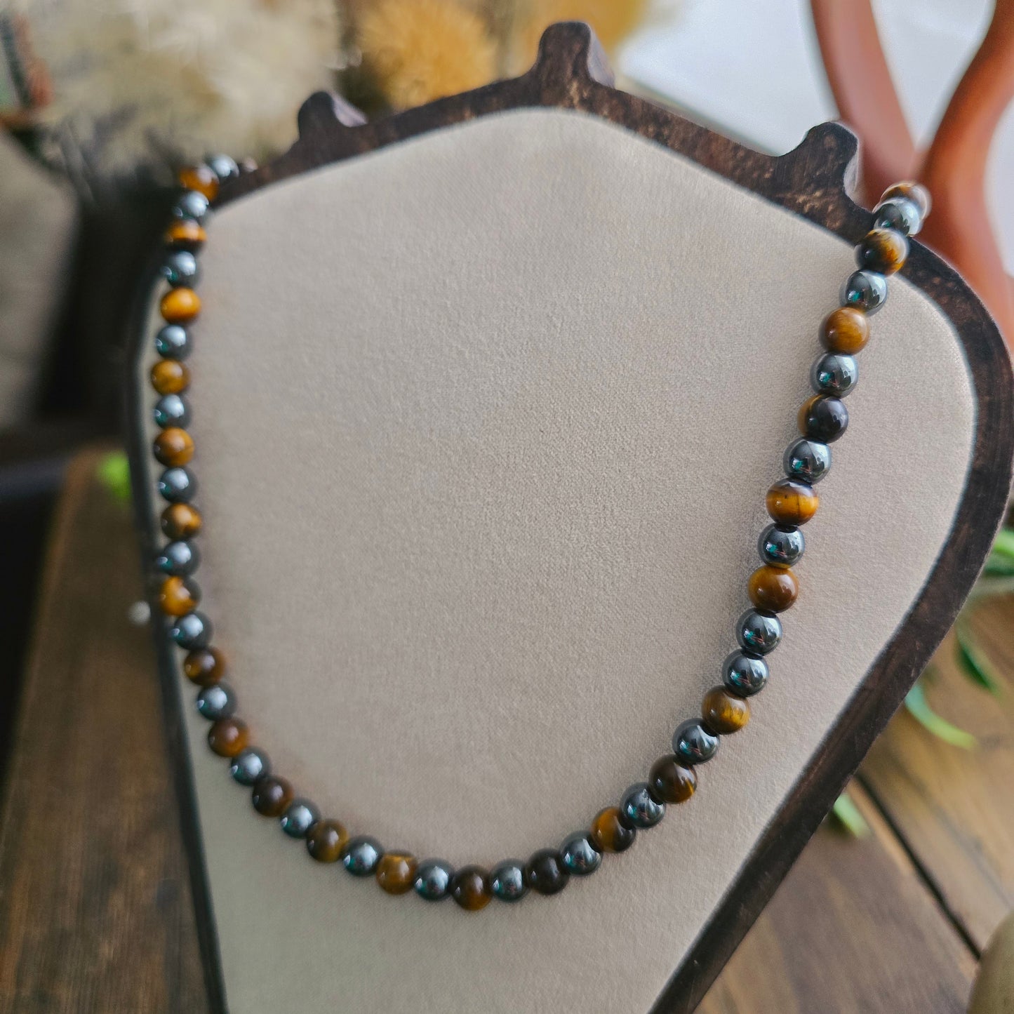 Collier en Œil de tigre & Hématite